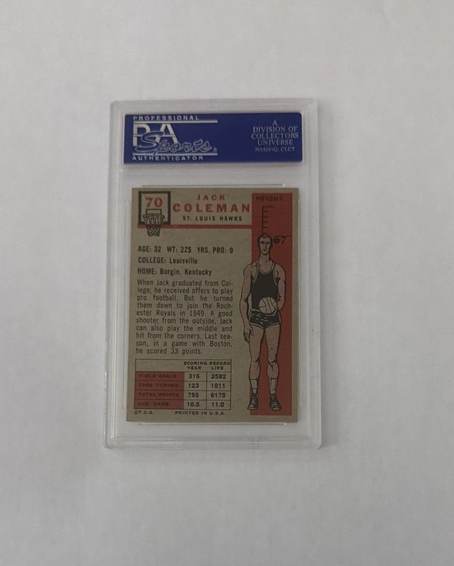 1957-58 Topps Basketball #70 Jack Coleman PSA 7 NM view 2