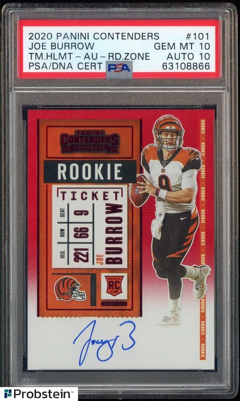2020 Contenders Red Zone Rookie Ticket #101 Joe Burrow RC PSA 10 PSA/DNA 10 AUTO