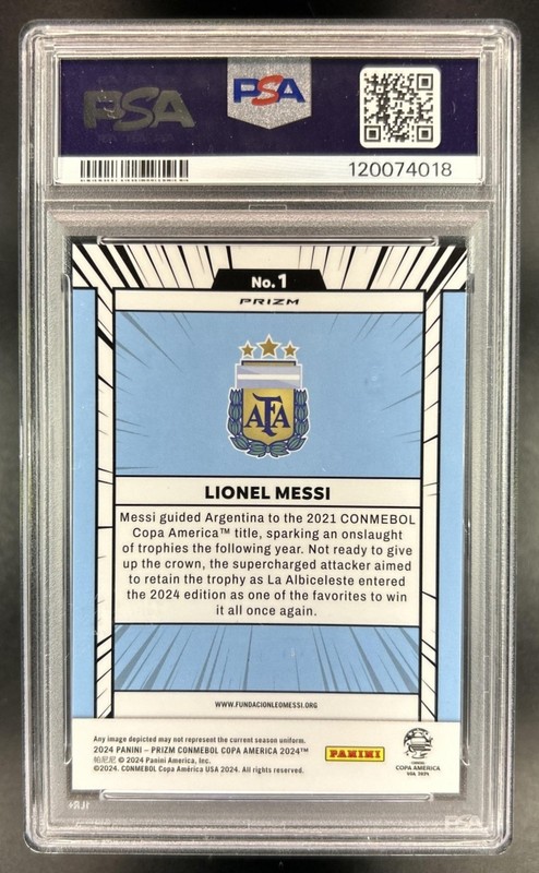 2024-25 Panini Prizm Copa America Lionel Messi Manga SSP #1 Argentina PSA 10 view 2