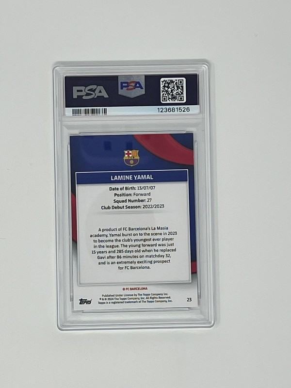 23/24 Topps FCB Lamine Yamal /250 RC PSA 8 view 2