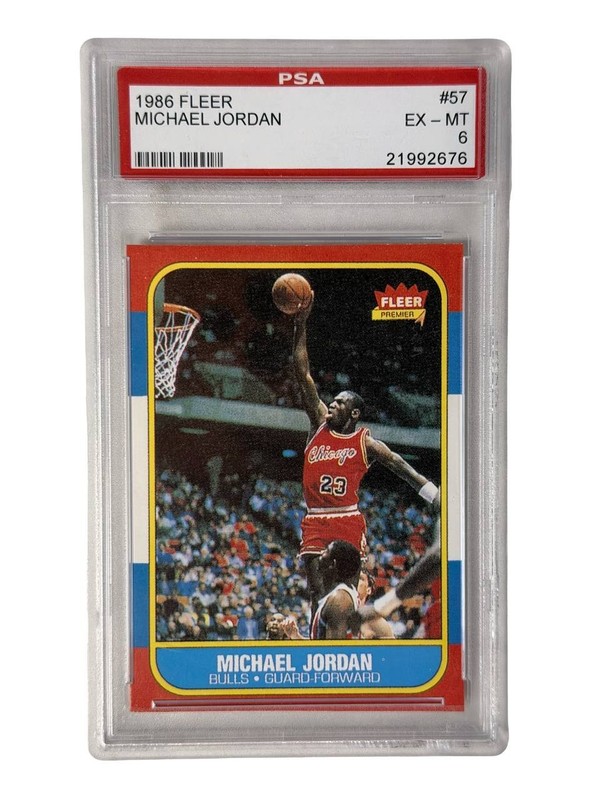1986 Fleer Michael Jordan #57 PSA 6 EX-MT Rookie Card Chicago Bulls HOF