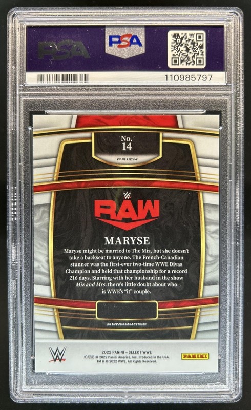 2022 Panini Select WWE Maryse Elephant Prizm SSP Concourse #14 PSA 10 GEM MINT view 2