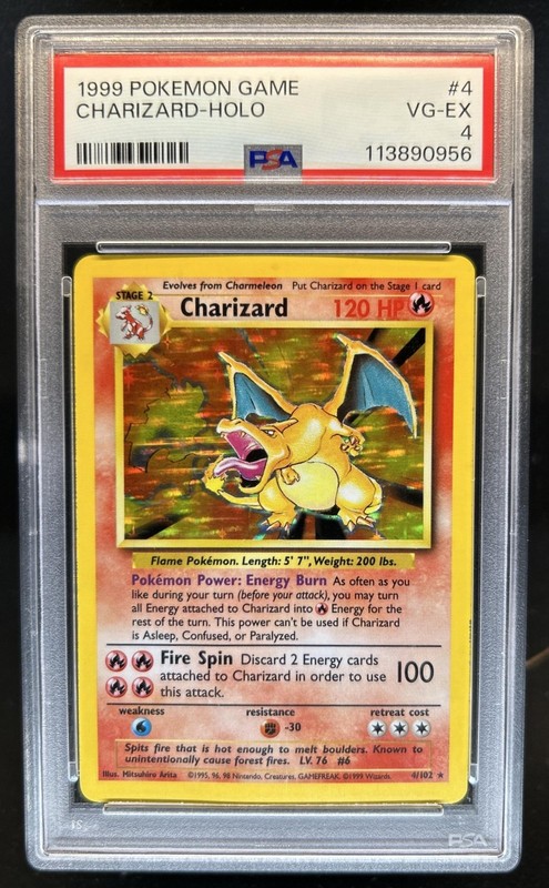 1999 Pokemon Unlimited Charizard Holo Rare #4/102 PSA 4