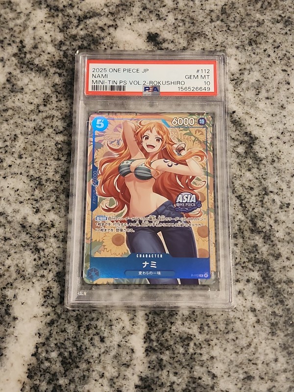 2025 ONE PIECE JAPANESE MINI-TIN PACK SET VOL.2 KOUSHI ROKUSHIRO NAMI PSA 10