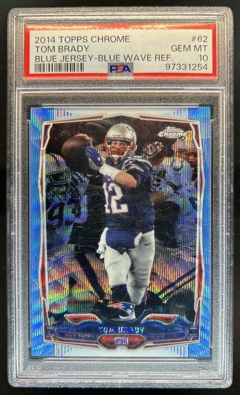 2014 Topps Chrome Tom Brady Blue Wave Refractor #62 Patriots PSA 10 GEM MINT
