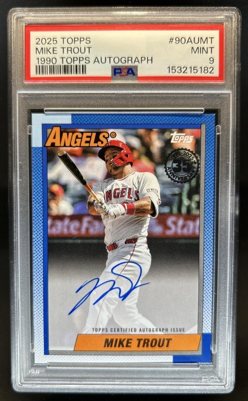 2025 Topps Mike Trout 1990 Baseball Auto Autograph #90AU-MT Angels PSA 9