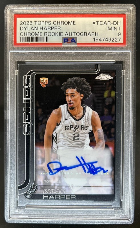 2025-26 Topps Chrome Sapphire Dylan Harper Rookie Auto RC #TCAR-DH Spurs PSA 9