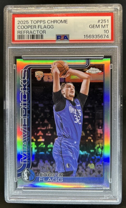 2025-26 Topps Chrome Cooper Flagg RC Refractor Rookie #251 Mavericks PSA 10