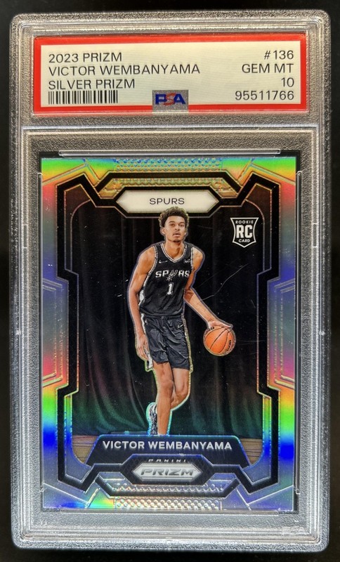 2023-24 Panini Prizm Victor Wembanyama RC Prizm Silver Rookie #136 Spurs PSA 10