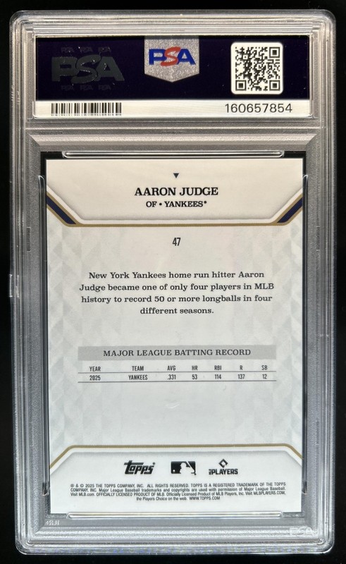 2025 Topps MVP Aaron Judge AL Gold Foil #/50 New York Yankees PSA 10 GEM MINT view 2