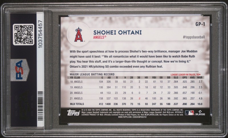 2022 International Trading Card Day Baseball Shohei Ohtani PSA 9 view 2