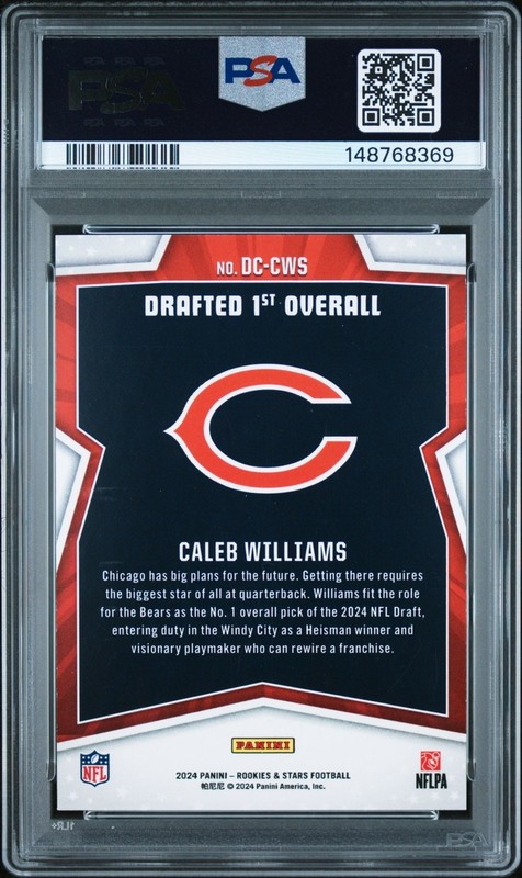 2024 Rookies & Stars Football Caleb Williams Draft Class Purple /35 PSA 8 view 2