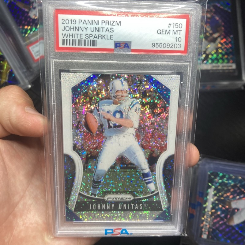 2019 Panini Prizm - Johnny Unitas #150 White Sparkle Prizm Psa 10