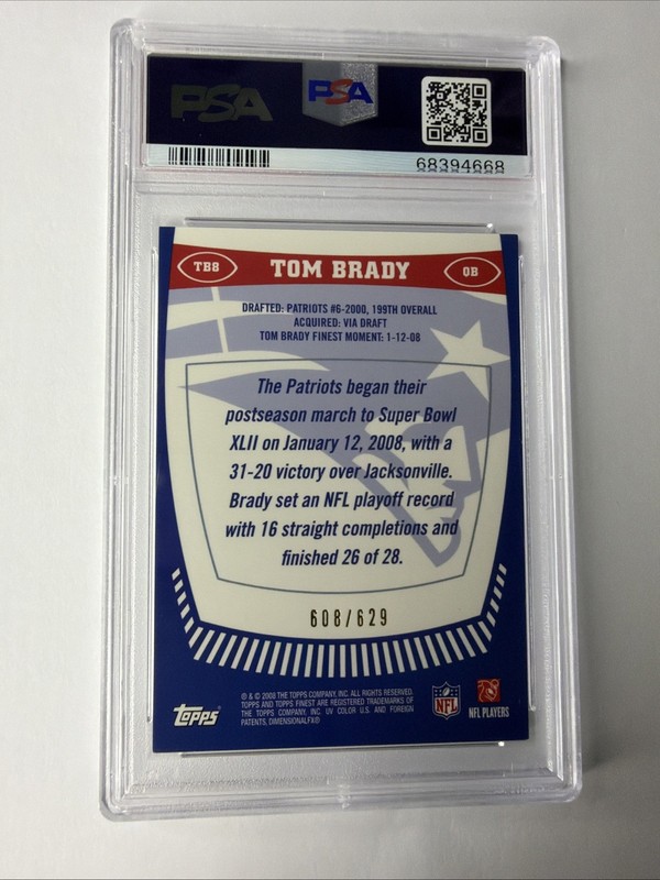 2008 Finest Tom Brady Finest Moments #TB8 Tom Brady 608/629 PSA 7 view 2