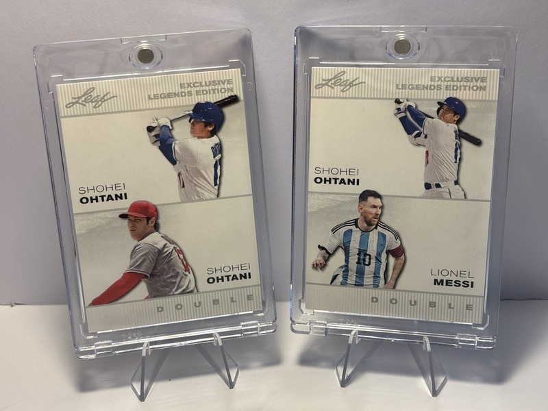 Shohei Ohtani Dodgers / Messi / Argentina (2) 2023 Leaf Baseball / Soccer Cards