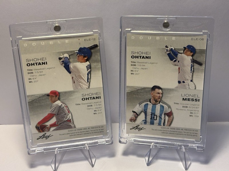 Shohei Ohtani Dodgers / Messi / Argentina (2) 2023 Leaf Baseball / Soccer Cards view 2