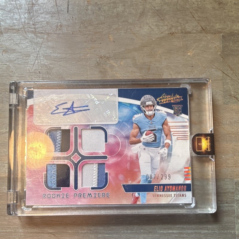 Panini Absolute Elic Ayomanor Rookie Premiere Material Auto Patch Quad /299