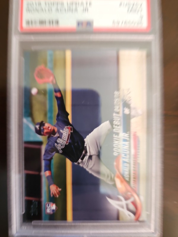 2018 Topps Update #US252 Ronald Acuna Jr. Rookie Debut PSA 9 Mint RC view 2
