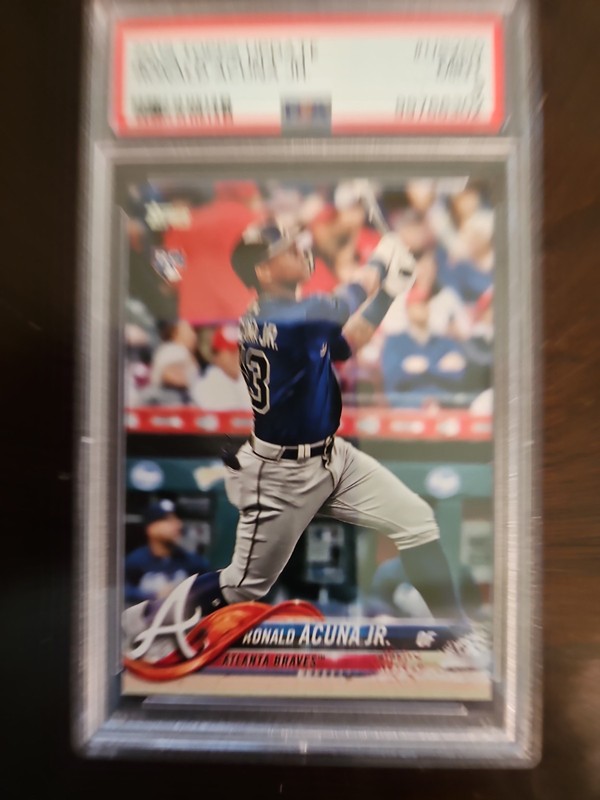 2018 Topps Update Ronald Acuna Jr. Rookie #US250 PSA 9 Blue Jersey Braves view 2