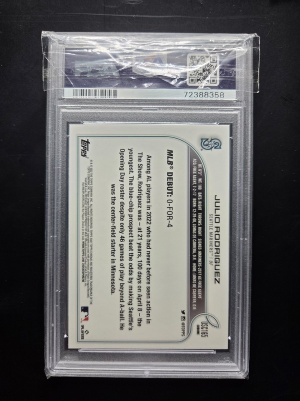 2022 Topps Chrome Update Julio Rodriguez RC #USC165 PSA 9 Mariners view 2