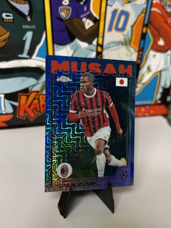 Topps 2025 Chrome UEFA Champions League Yunus Musah #79 Serial Numbered /75 view 2