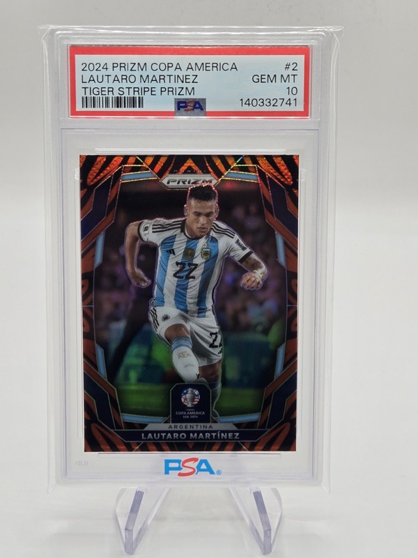2024 Panini Copa America Lautaro Martinez #2 Tiger Stripe Prizm PSA 10 (Pop 1)
