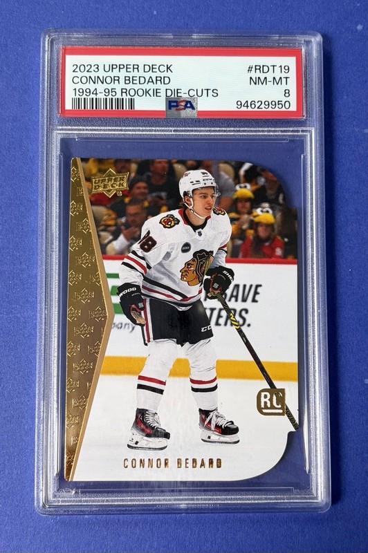 2023 Upper Deck Connor Bedard Blackhawks 94-95 Rookie Die Cuts #RDT19 PSA 8 RC