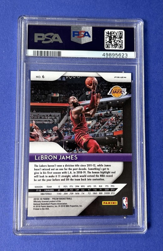 2018 Panini Prizm LeBron James LA Lakers Silver #6 PSA 9 MINT view 2