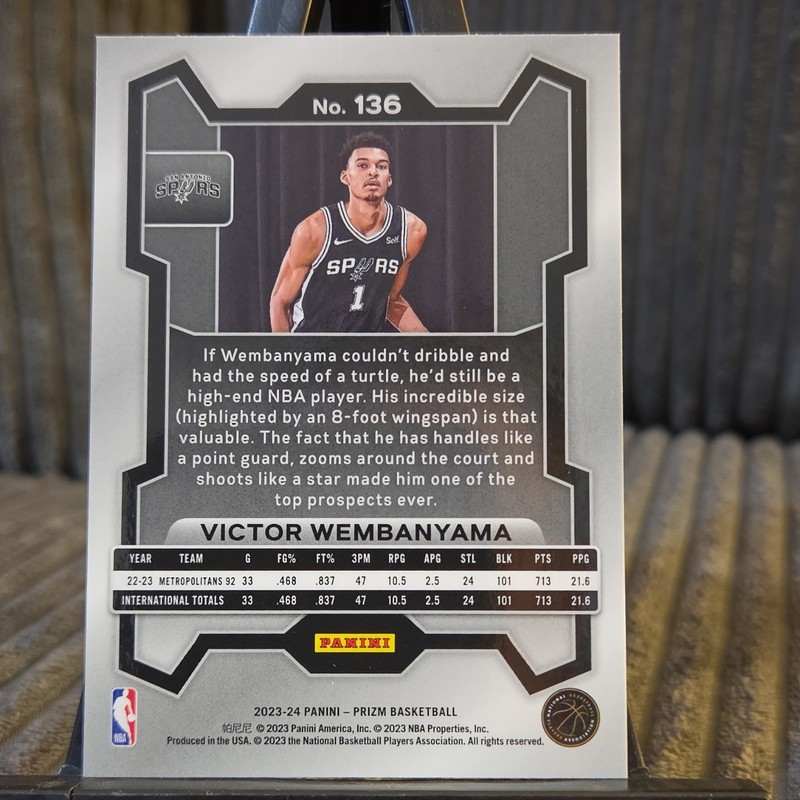 Panini 2023-24 Prizm Victor Wembanyama Rookie Base #136 San Antonio Spurs view 2