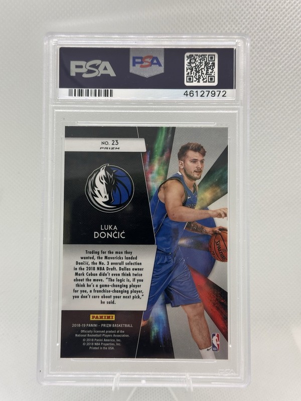 2018 Prizm Luka Doncic Freshman Phenoms Green PSA 9 view 2