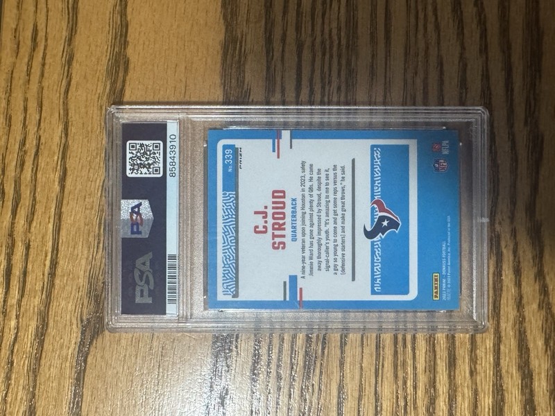 2023 Panini Donruss Optic Rated Rookie C.J. Stroud Blue Scope #339 PSA 10 view 2