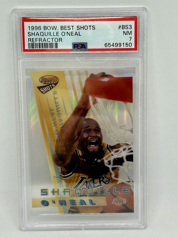 1996 Bowmans Best Shots Shaquille O'Neal PSA 7 NM LA Lakers Refractor Card #BS3