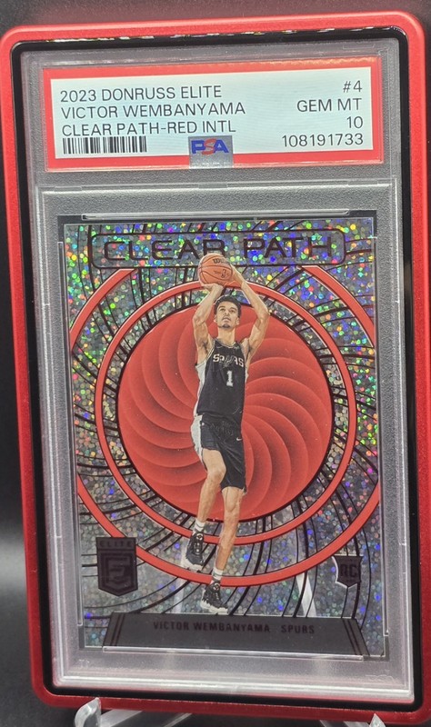 Victor Wembanyama PSA 10 RC 2023 Panini Elite #4 Clear Path Red Rookie. (POP 10)
