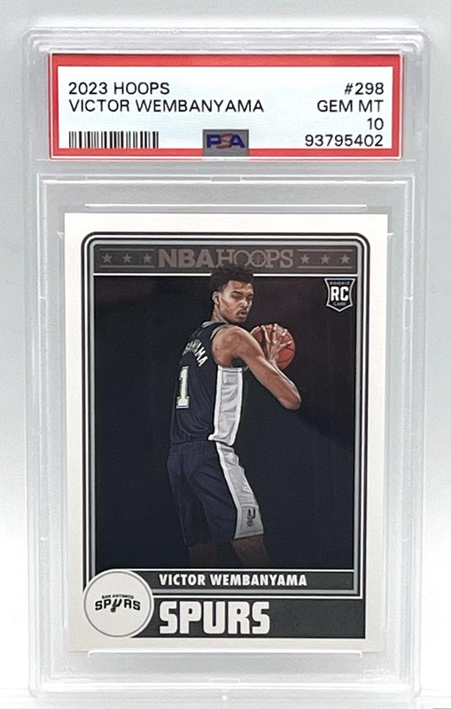 VICTOR WEMBANYAMA - 2023 PANINI NBA HOOPS ROOKIE CARD - PSA 10 GEM MINT - #298