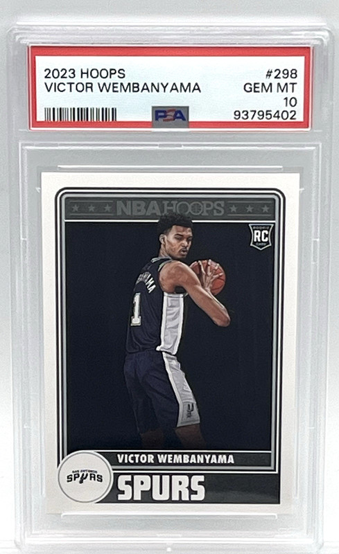 VICTOR WEMBANYAMA - 2023 PANINI NBA HOOPS ROOKIE CARD - PSA 10 GEM MINT - #298 view 2