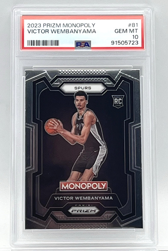 VICTOR WEMBANYAMA - 2023 NBA PRIZM MONOPOLY ROOKIE CARD - PSA 10 GEM MINT -SPURS