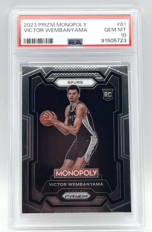 VICTOR WEMBANYAMA - 2023 NBA PRIZM MONOPOLY ROOKIE CARD - PSA 10 GEM MINT -SPURS view 2