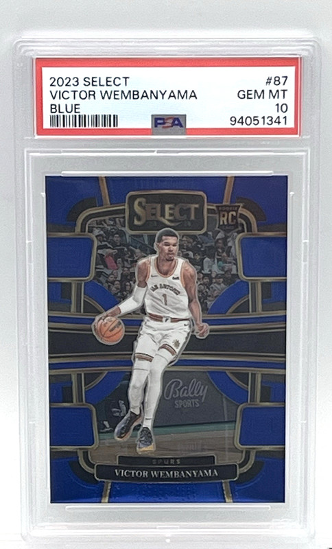 VICTOR WEMBANYAMA - 2023 PANINI NBA SELECT BLUE ROOKIE CARD - PSA 10 GEM MINT view 2