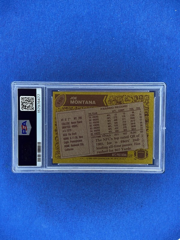 1986 TOPPS #156 JOE MONTANA PSA 8 view 2
