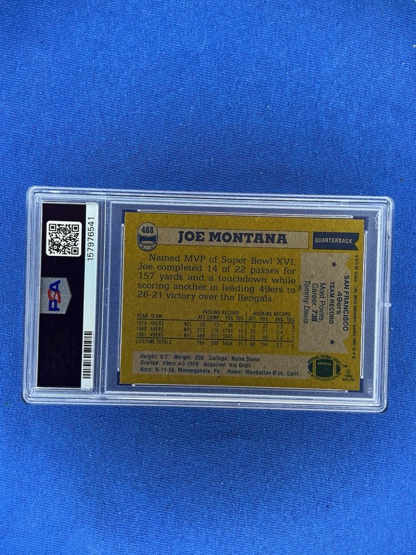 1982 Topps Joe Montana #488 ALL PRO HOF SF 49ers PSA 6 view 2