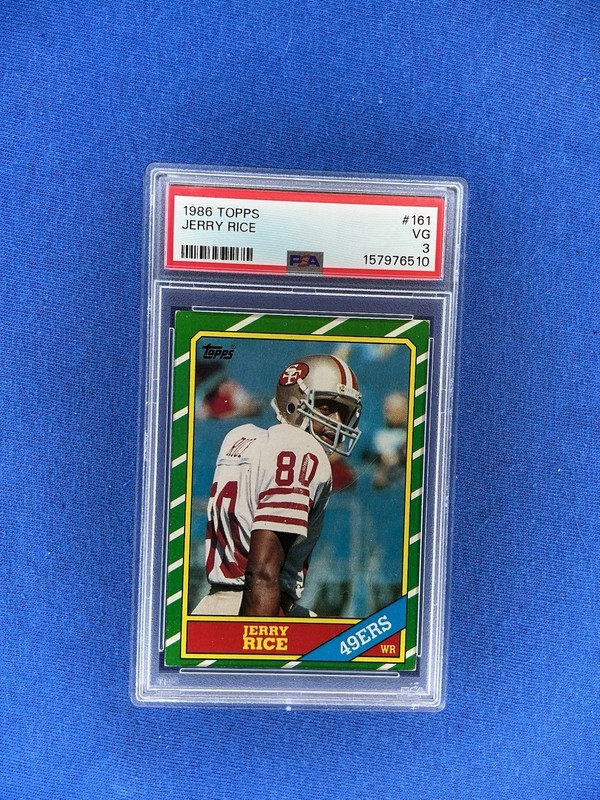 Jerry Rice Topps Football Card 1986 #161 49ers Rookie HOF PSA 3
