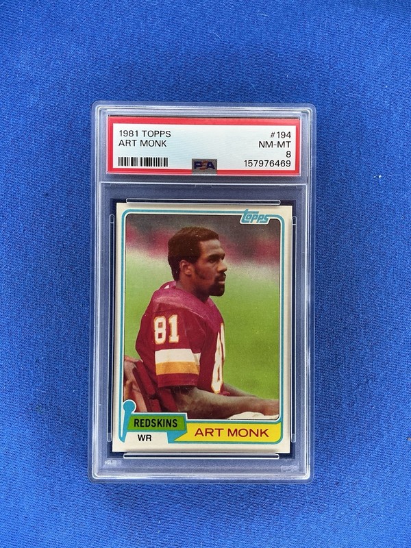 1981 Topps Art Monk Vintage Football Rookie Card RC #194 - PSA 8