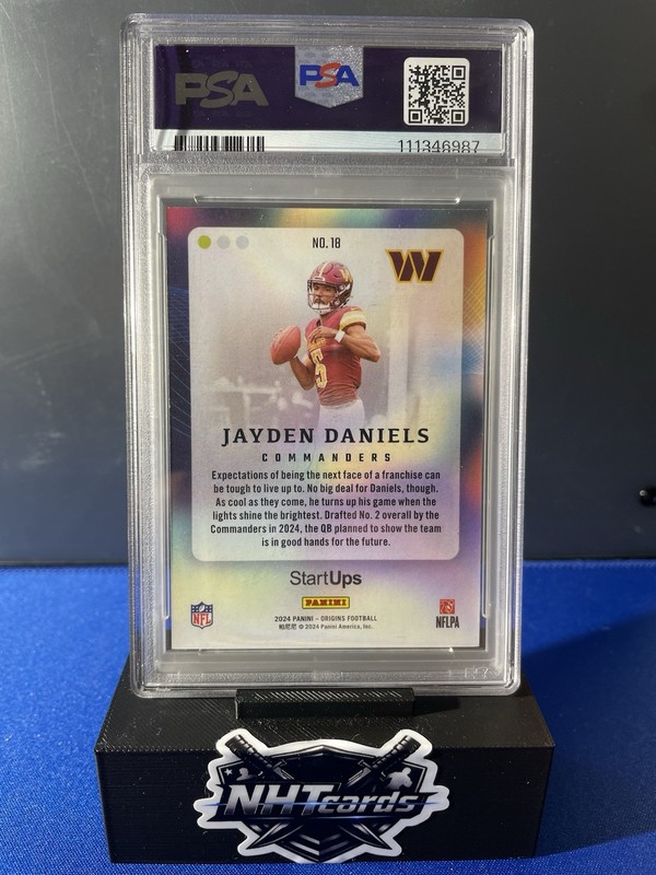 2024 Panini Origins Football Jayden Daniels #18 RC Rookie Start-Ups PSA 9 view 2