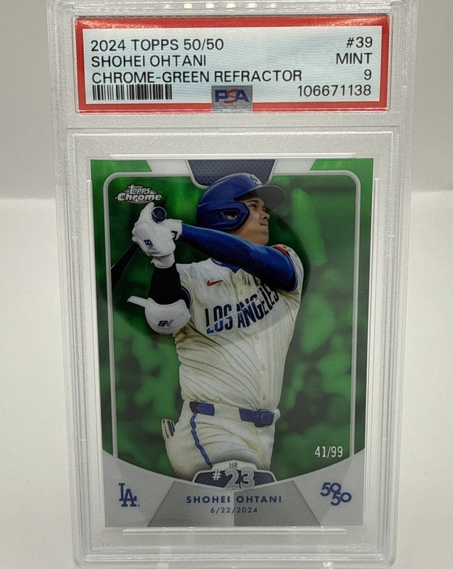 2024 TOPPS 50/50 SHOHEI OHTANI CHROME-GREEN REFRACTOR  /99 PSA 9