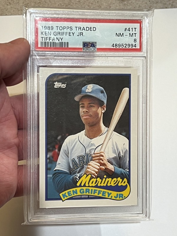 1989 Topps Traded Ken Griffey Jr. #41T Tiffany Rookie Seattle Mariners PSA 8