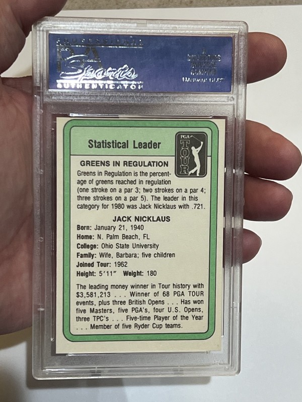 1981 Donruss Golf JACK NICKLAUS Statistical Leader PSA 9(OC) MINT view 2
