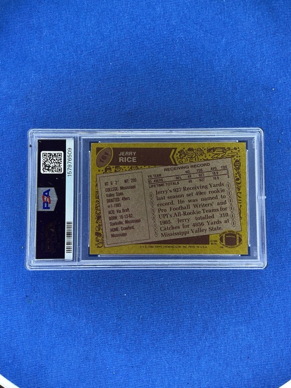 Topps 1986 Jerry Rice Rookie #161 San Francisco 49ers PSA 4 view 2