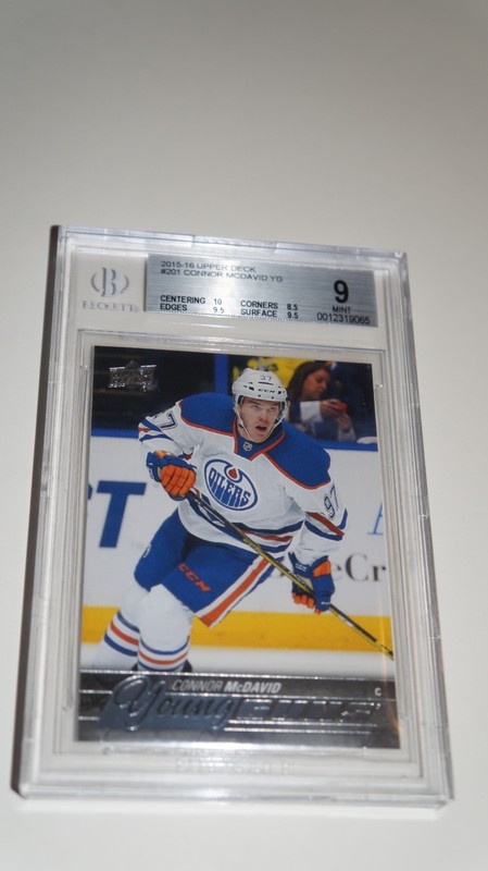2015 UPPER DECK #201 CONNOR MCDAVID YOUNG GUNS RC ROOKIE PSA 9 view 2