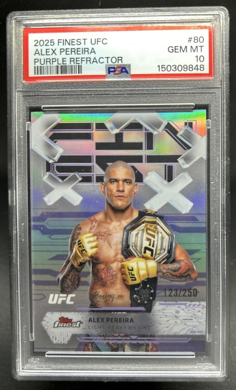 2025 Topps UFC Finest Alex Pereira Purple Refractor Common #/250 PSA 10 GEM MINT