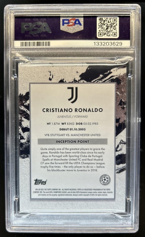 2020-21 Topps Inception UCL UEFA Cristiano Ronaldo Magnificent 7 NNO PSA 10 view 2
